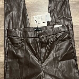 Zara Brown Faux Leather Pants